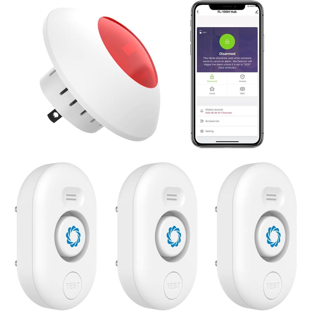 Airthereal Water Leak Detector 3 Pack with WiFi Gateway, Water Alarm Sensor with 4-Level dB Adjustable Alarm,Leak and Drip Alert