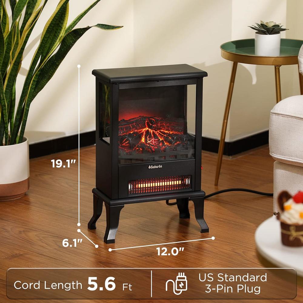 TURBRO Suburbs TS17Q Infrared Electric Fireplace Stove, 19", 1500W