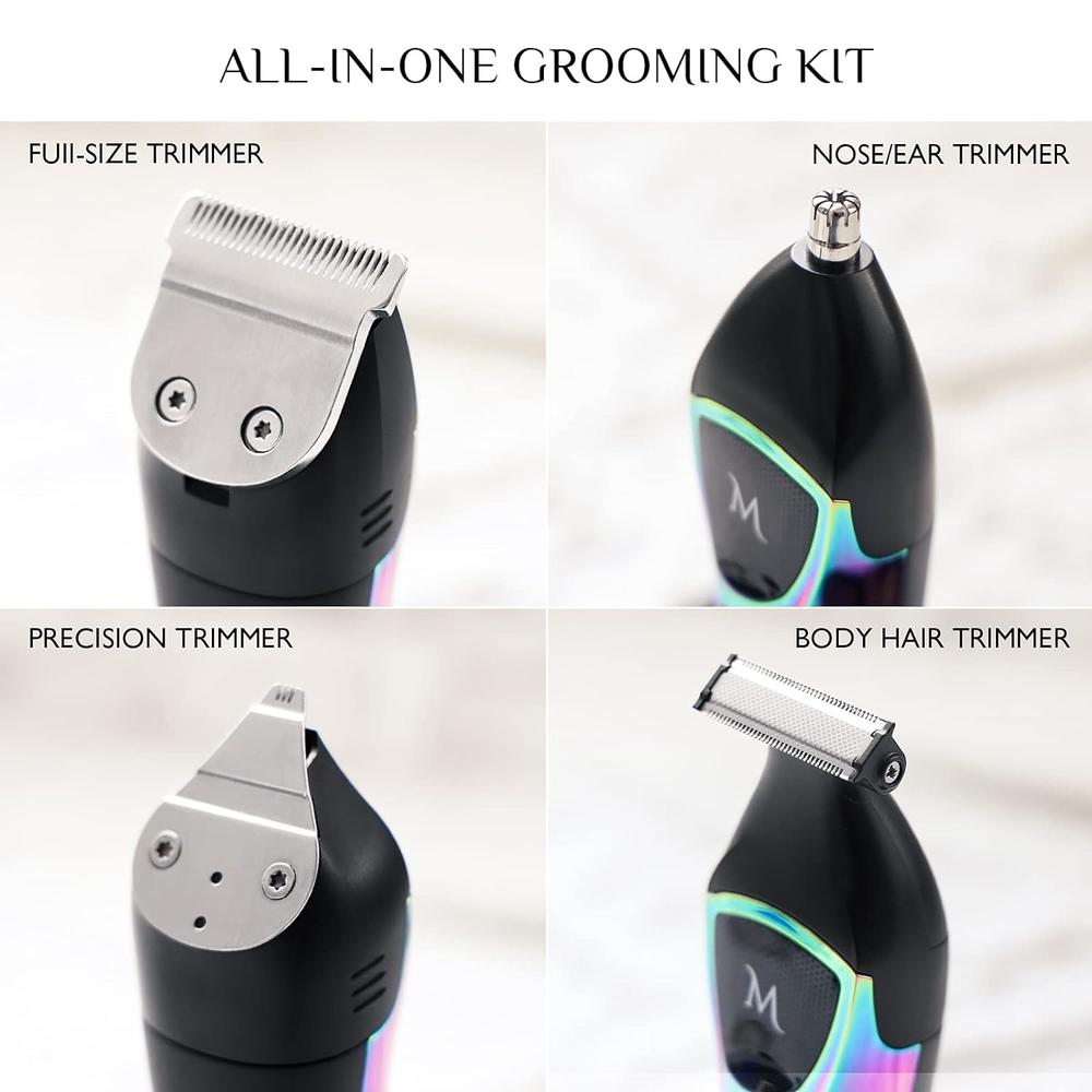 Memorism Multifunction Men’s Grooming Kit, Rechargeable with LED Display Blizz GS5 (Purple-Green Gradient)