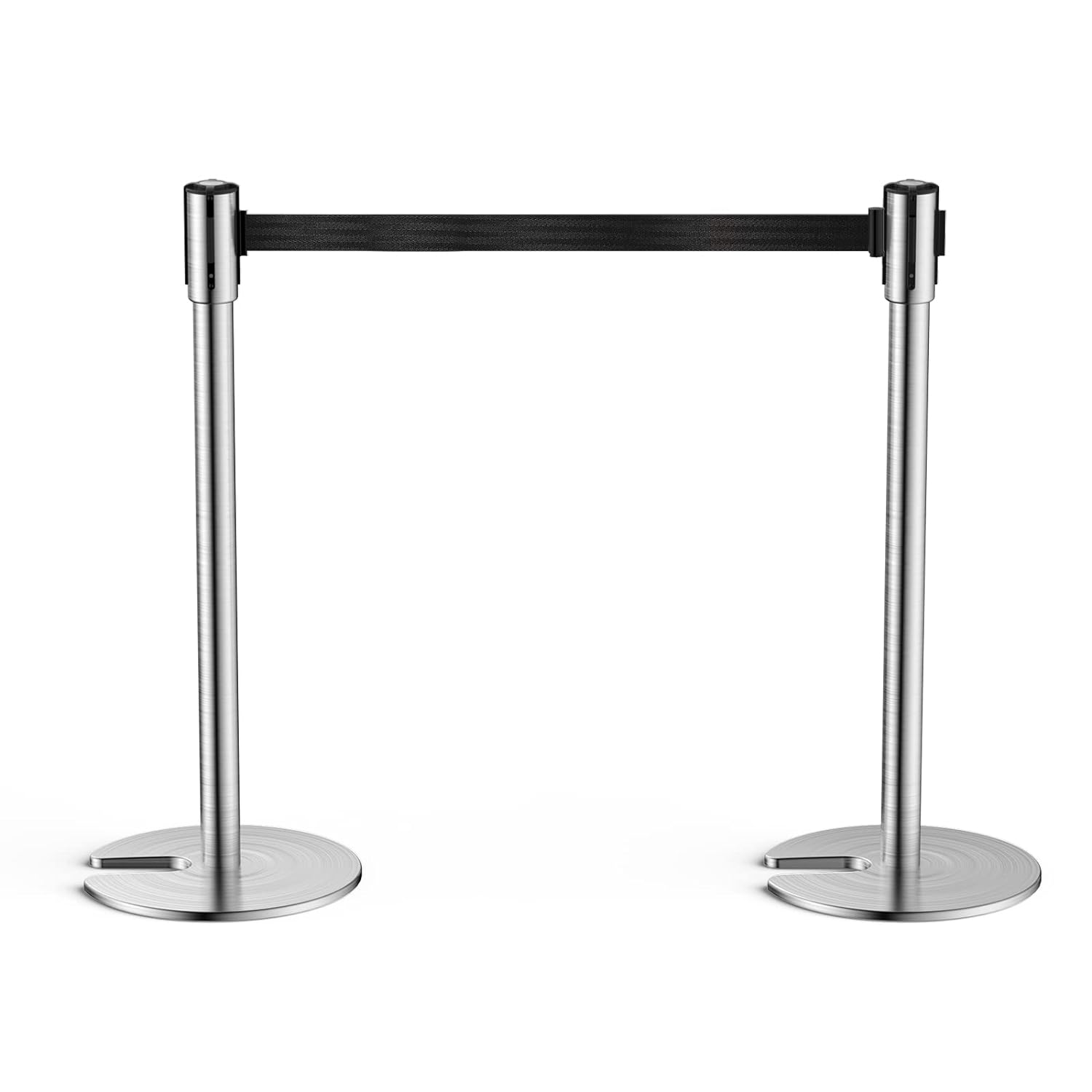 TURBRO Super Heavy-Duty Stainless Steel Stanchion, 17 Lbs ea. Retractable Barriers with 4-Way Secure Lock, Set of 2