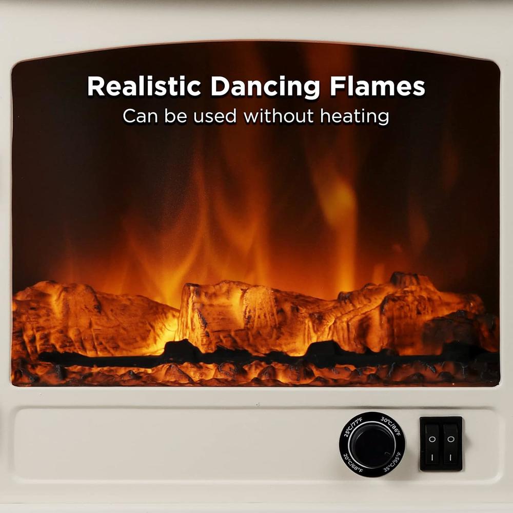 TURBRO Suburbs 20 in. Electric Fireplace Infrared Heater w/Crackling Sound, Realistic Flame Effect, CSA Certified