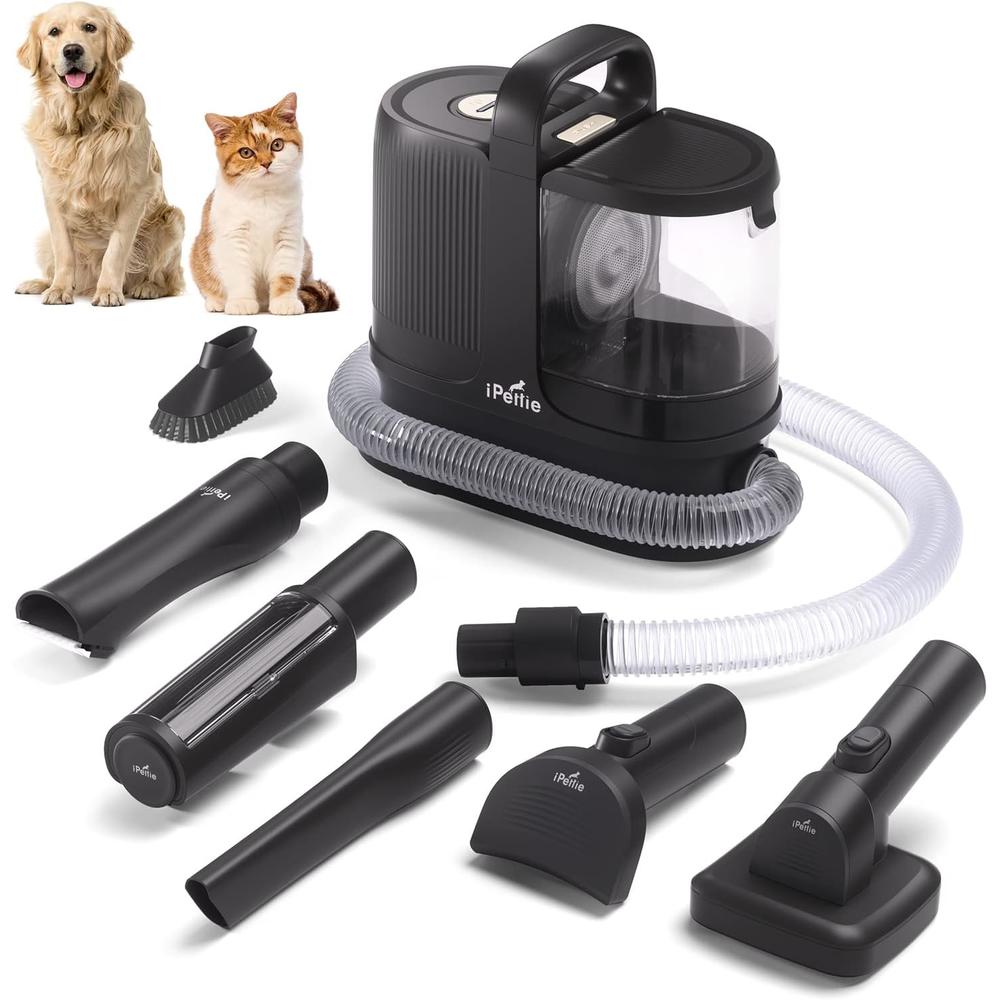 iPettie Pet Grooming Vacuum, with 6-in 1 Grooming & Shedding Tools, Rechargeable Hair Clipper, Captures 99% of Loose Pet Hair