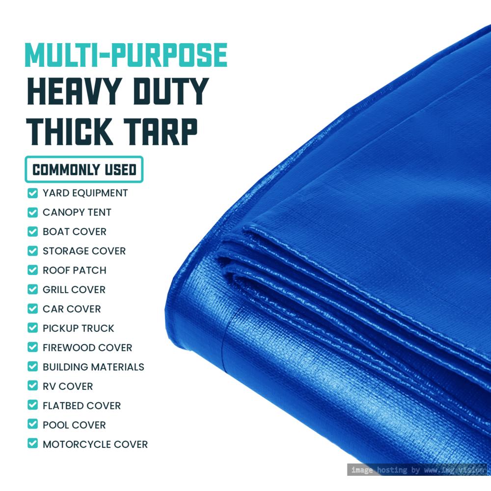 Core Tarps Extra Heavy Duty 16 Mil Tarp Cover 9′ X 12′ Blue UV Resistant, Rip and Tear Proof.