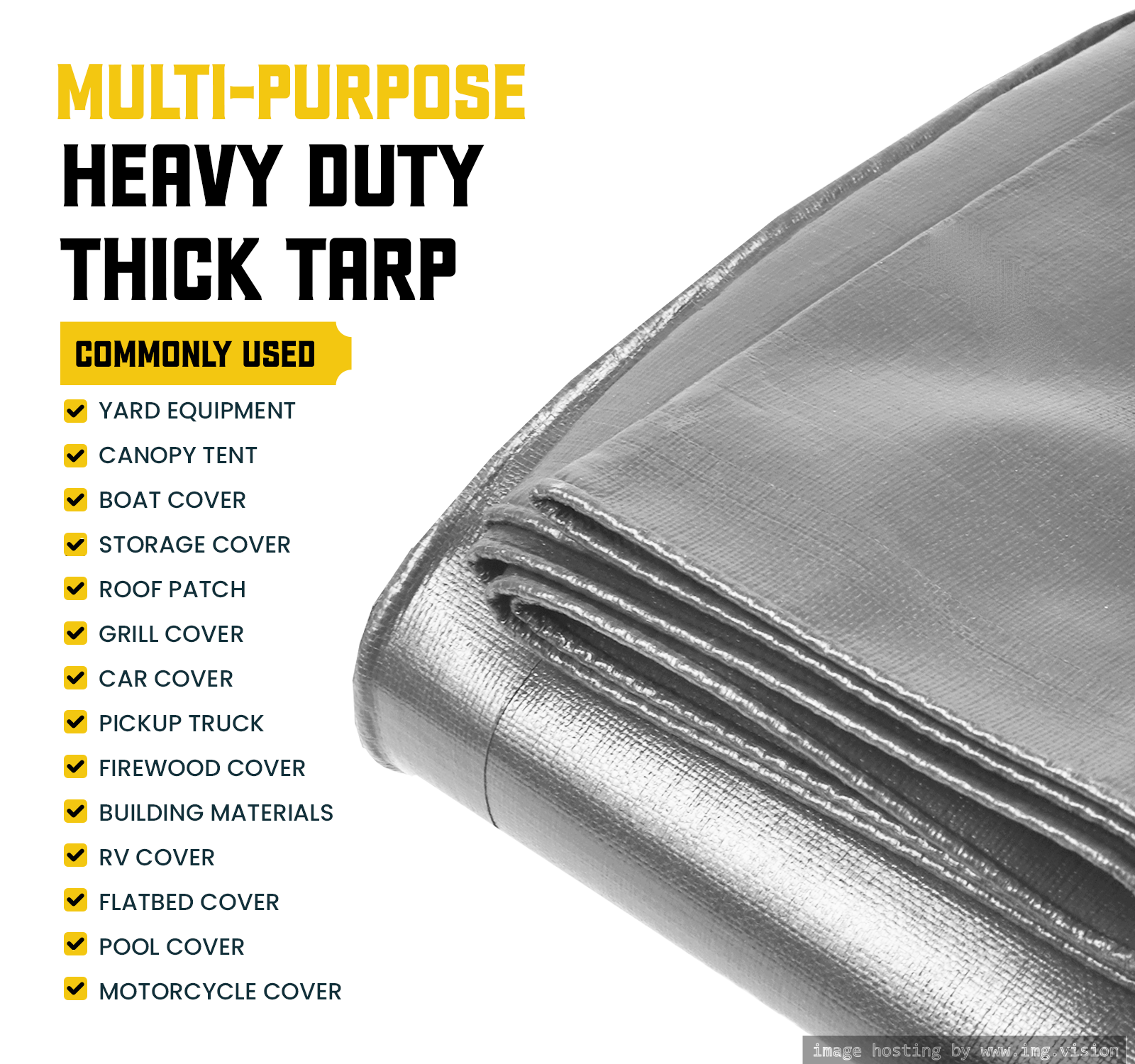 Core Tarps Classic 5 Mil Tarp Cover 24′ X 30′ Silver/Black UV Resistant, Rip and Tear Proof.