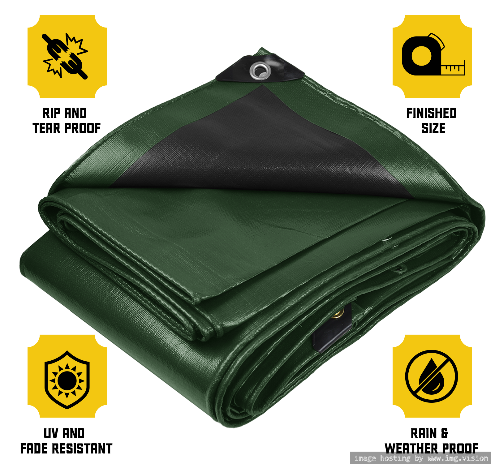 Core Tarps Classic 5 Mil Tarp Cover 20′ X 35′ Green/Black UV Resistant, Rip and Tear Proof.
