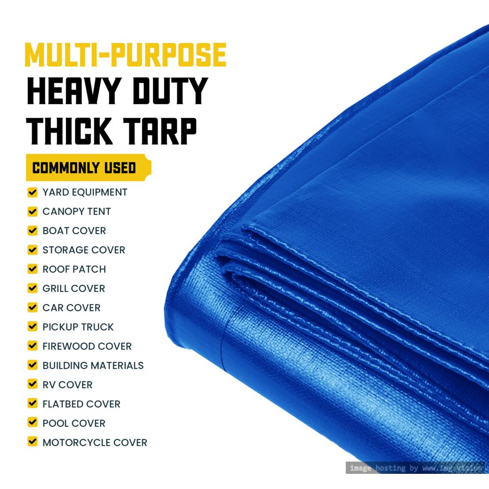 Core Tarps Classic 5 Mil Tarp Cover 12′ X 25′ Blue UV Resistant, Rip and Tear Proof.
