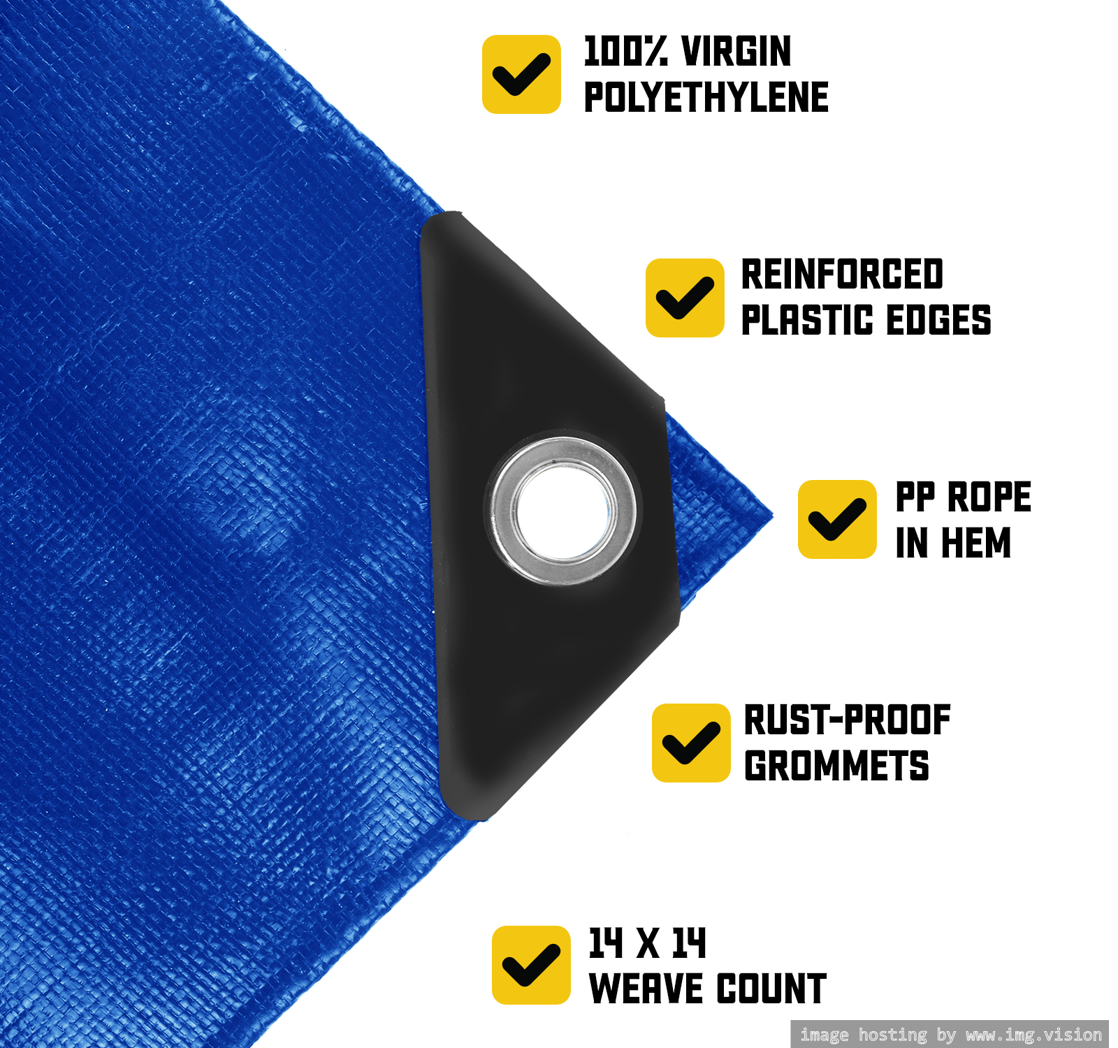 Core Tarps Heavy Duty 10 Mil Tarp Cover 12′ X 20′ Blue UV Resistant, Rip and Tear Proof.