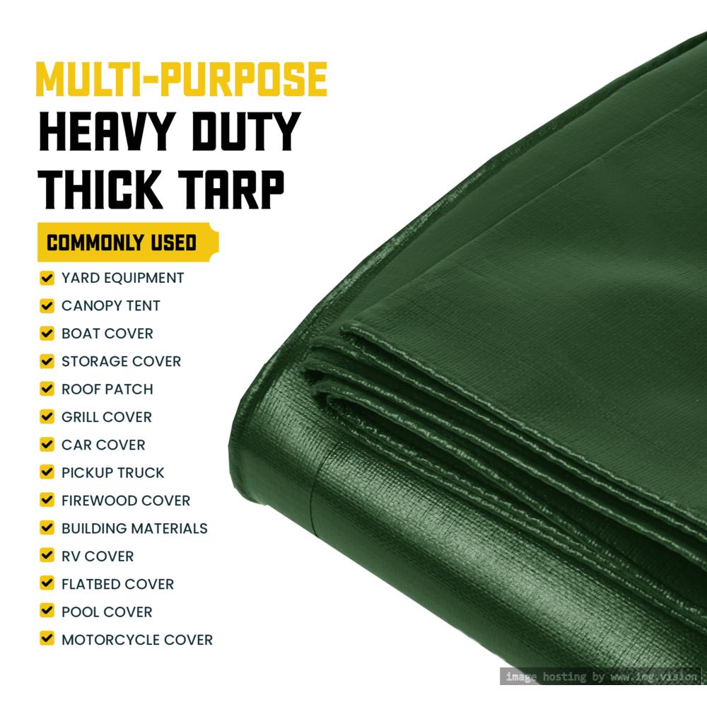 Core Tarps Extreme Heavy Duty 20 Mil Tarp Cover 50′ X 100′ Green/Black UV Resistant, Rip and Tear Proof.