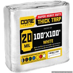 Core Tarps Extreme Heavy Duty 20 Mil Tarp Cover 100′ X 100′ White UV Resistant, Rip and Tear Proof.
