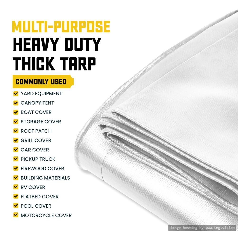 Core Tarps Extreme Heavy Duty 20 Mil Tarp Cover 10′ X 10′ White UV Resistant, Rip and Tear Proof.