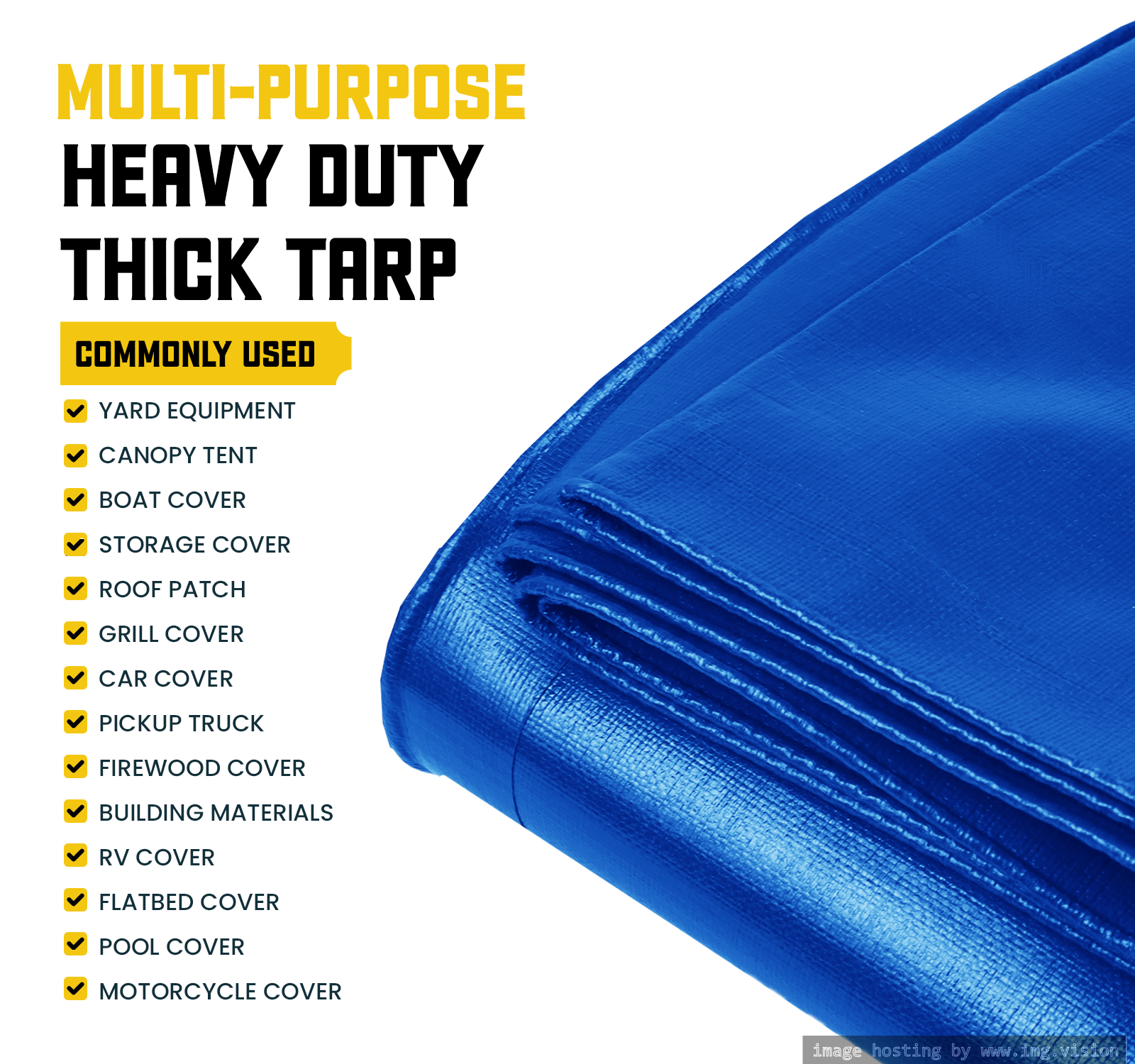 Core Tarps Extreme Heavy Duty 20 Mil Tarp Cover 9′ X 12′ Blue UV Resistant, Rip and Tear Proof.