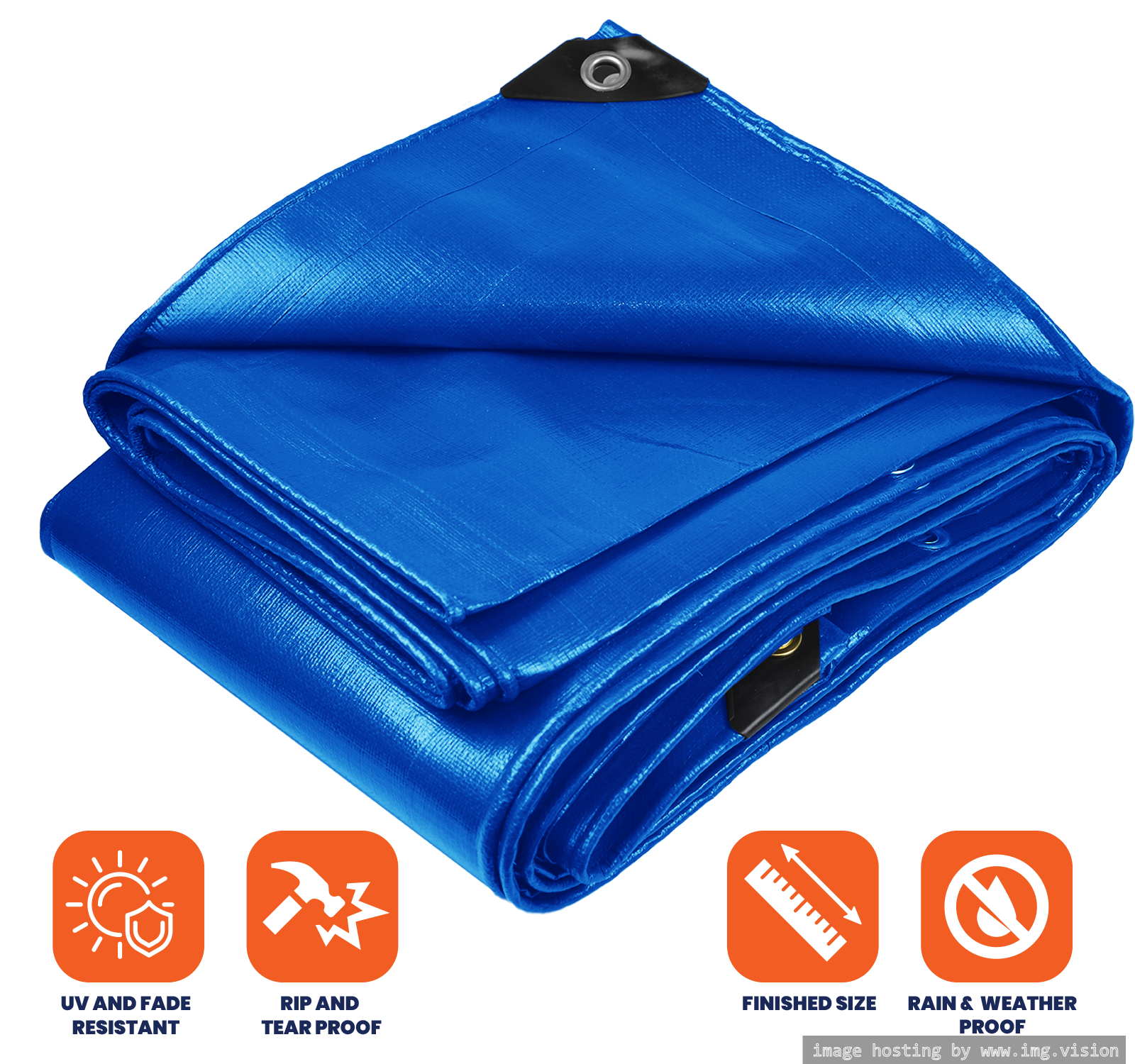 Tarpco Safety Extra Heavy Duty 14 Mil Tarp Cover 9′ X 12′ Blue UV Resistant, Rip and Tear Proof.
