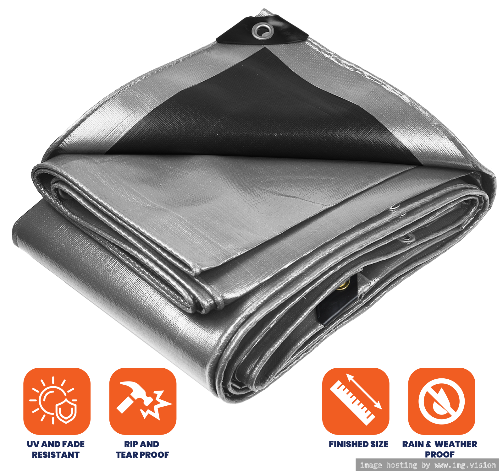 Tarpco Safety Heavy Duty 10 Mil Tarp Cover 12′ X 20′ Silver/Black UV Resistant, Rip and Tear Proof.
