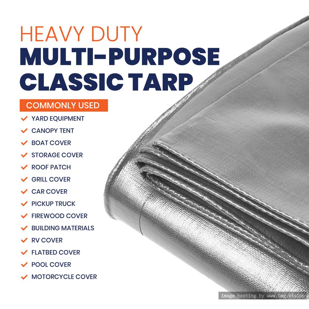 Tarpco Safety Heavy Duty 7 Mil Tarp Cover 9′ X 12′ Silver/Black UV Resistant, Rip and Tear Proof.
