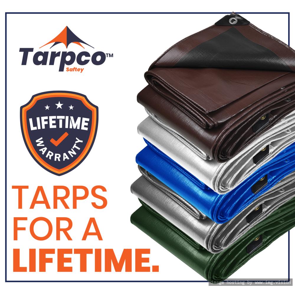 Tarpco Safety Heavy Duty 7 Mil Tarp Cover 9′ X 12′ Silver/Black UV Resistant, Rip and Tear Proof.