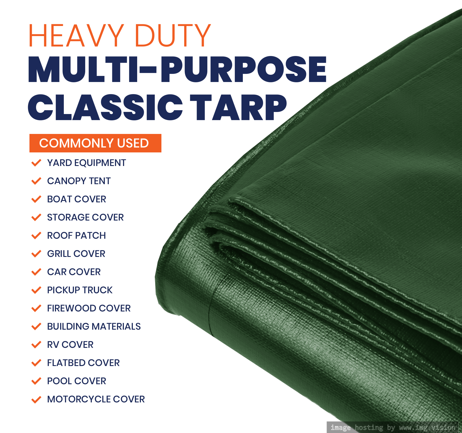 Tarpco Safety Heavy Duty 7 Mil Tarp Cover 30′ X 40′ Green/Black UV Resistant, Rip and Tear Proof.