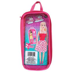 Greenbrier International Pink Fashion Doll Carrier with 2 Hangers, 13.875x6.25x1.25 in.