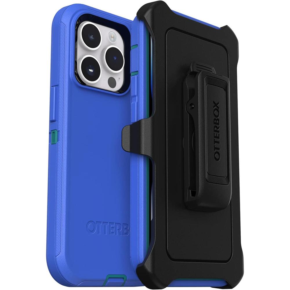 OtterBox DEFENDER SERIES Case & Holster for iPhone 14 Pro - Rain Check (Blue)