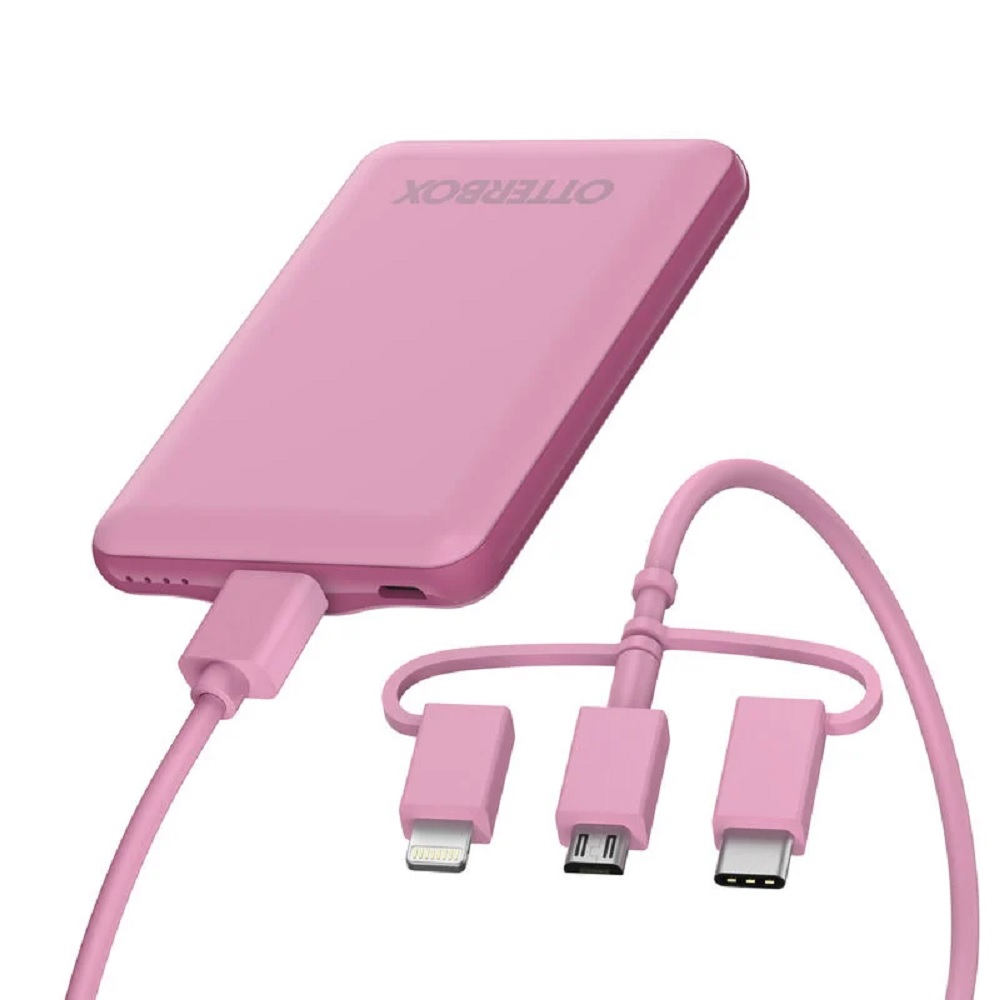 OtterBox Portable Charging Kit 5,000 mAh with 3-in-1 Cable - Cake Pop (Pink)