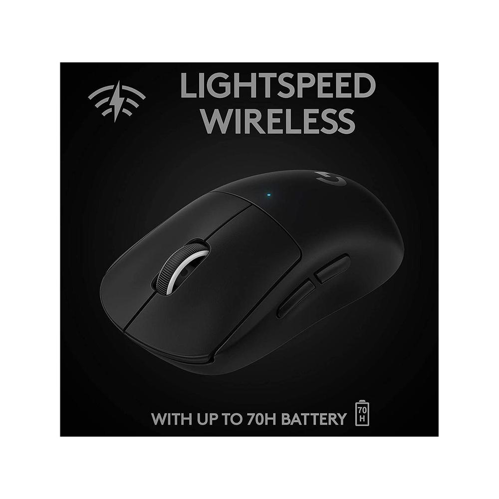 Logitech PRO X 910-005878 Black 5 Buttons 1 x Wheel Lightspeed Wireless Optical 25400 dpi SUPERLIGHT Gaming Mouse