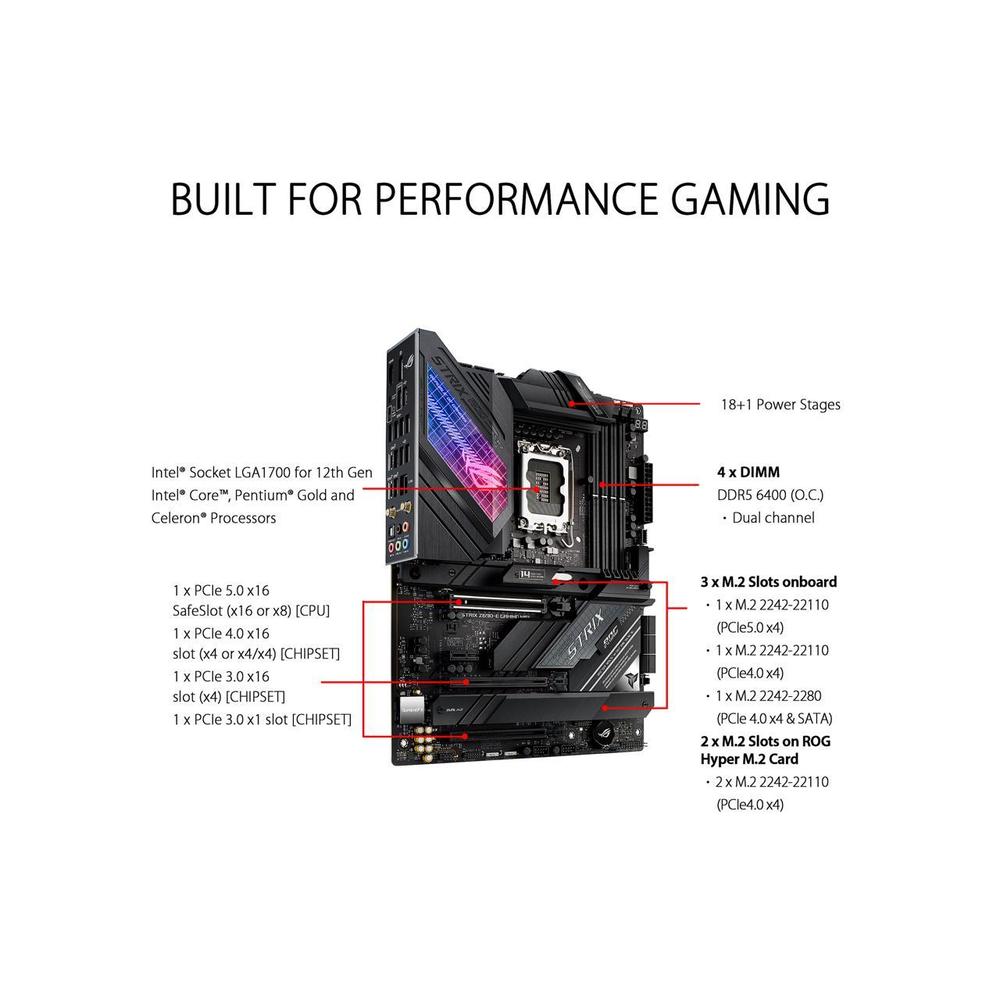 ASUS ROG Strix Z690-E Gaming WiFi 6E LGA 1700 Intel 12th Gen ATX Gaming Motherboard- PCIe 5.0, DDR5, 18+1 Power Stages, 2.5 Gb L