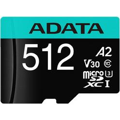 ADATA 512GB AData Premier Pro microSDXC CL10 UHS-I U3 V30 A2 Memory Card with SD Adapter