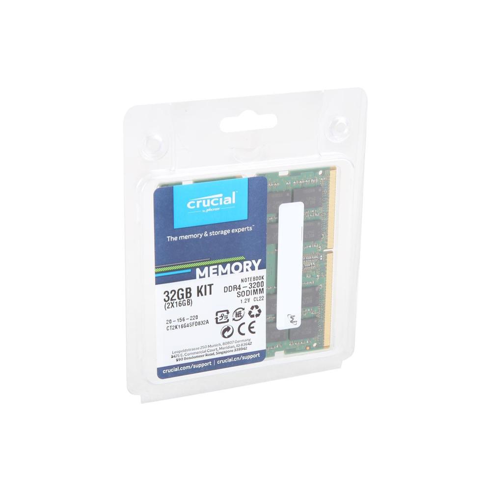 Crucial 32GB (2 x 16GB) 260-Pin DDR4 SO-DIMM DDR4 3200 (PC4 25600) Laptop Memory Model CT2K16G4SFRA32A