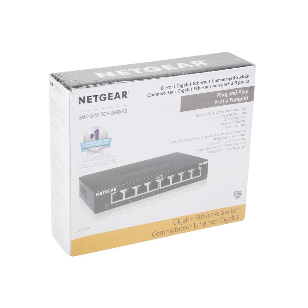NETGEAR INC. NETGEAR 8-Port Gigabit Ethernet Unmanaged Switch (GS308) - Home Network Hub, Office Ethernet Splitter