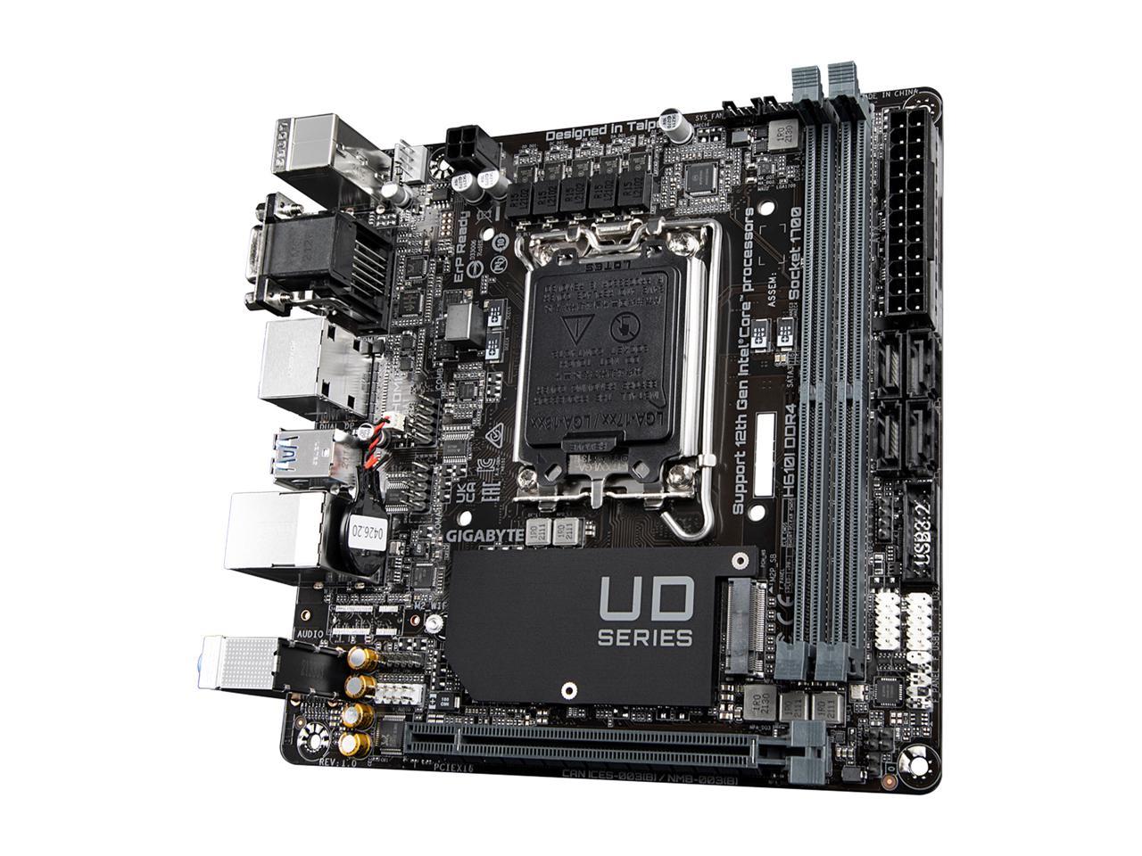 GIGABYTE H610I DDR4 Intel H610 LGA 1700 Mini-ITX Motherboard with DDR4, Single M.2, PCIe 4.0, USB 3.2 Gen1, Intel GbE LAN Chip