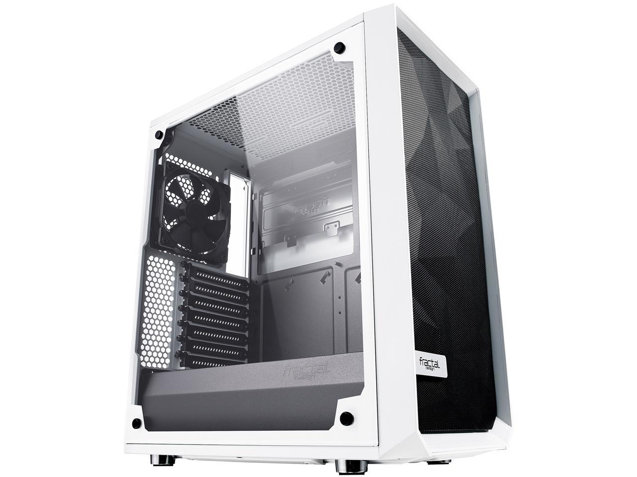 Fractal Design Meshify C White - White Steel / Tempered Glass ATX Mid Tower High-Airflow Compact Clear Tempered Glass Computer C