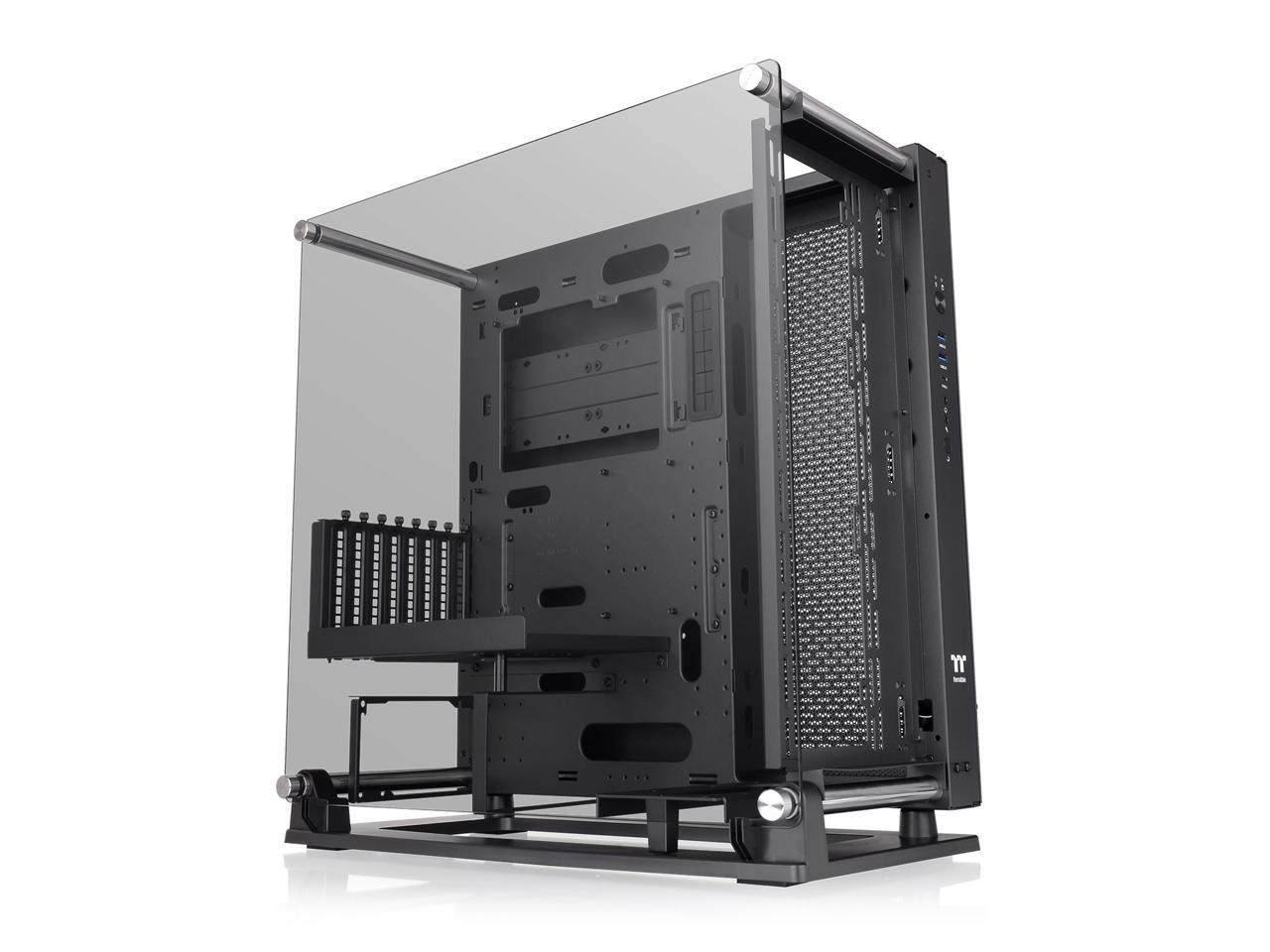thermaltake core p3 pro e-atx tempered glass mid tower gaming computer chassis, open frame panoramic viewing, glass wall-moun