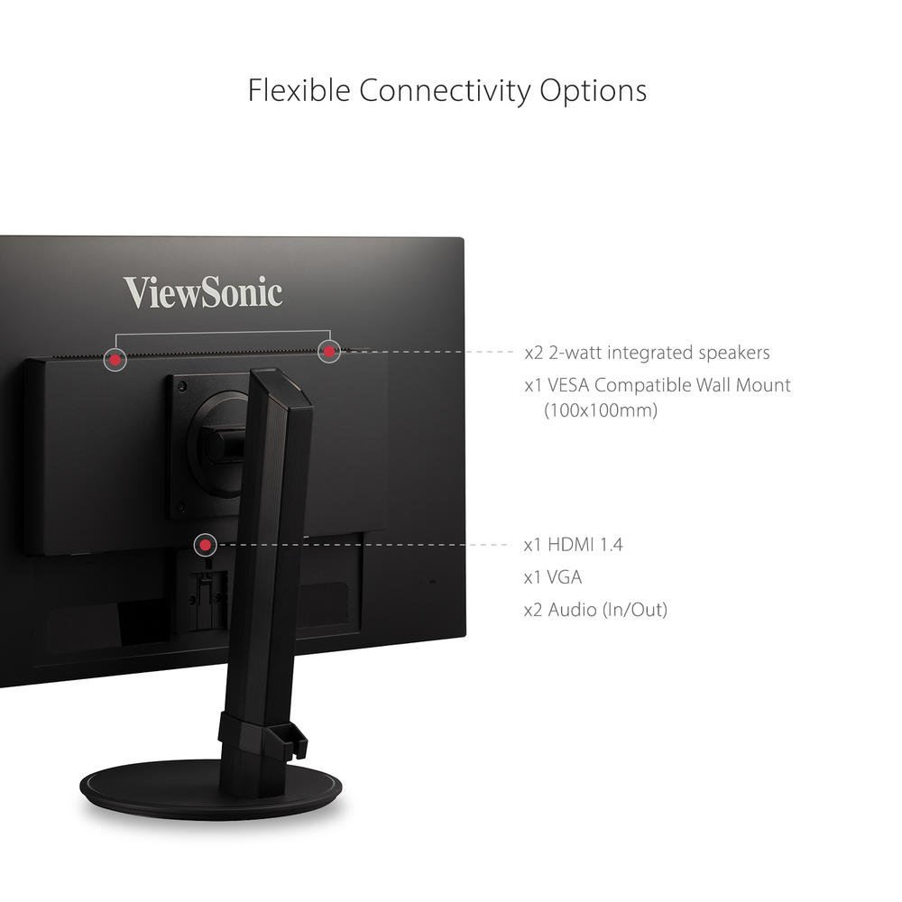 ViewSonic VA2447-MHJ 24 Inch Full HD 1080p Monitor with Advanced Ergonomics, Ultra-Thin Bezel, AMD FreeSync, 100Hz, Eye Care,