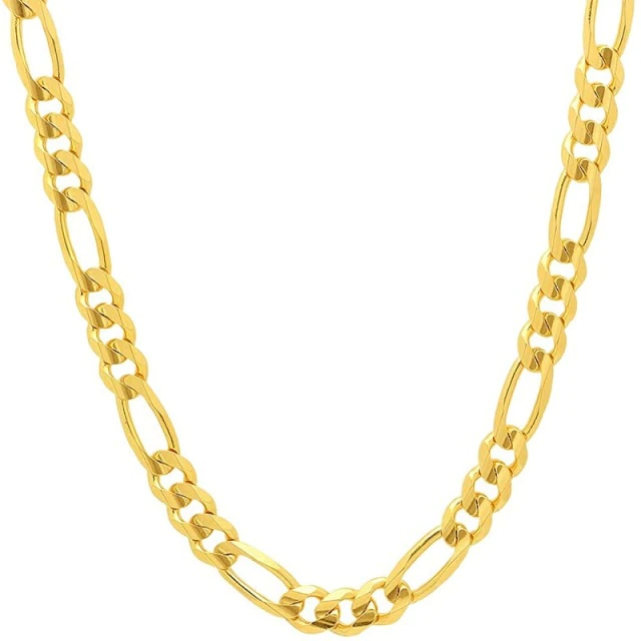 Infinique Creations - 18K Gold Plated Stainless Steel Figaro Chain Bracelet Necklace 7-38" 3-12mm