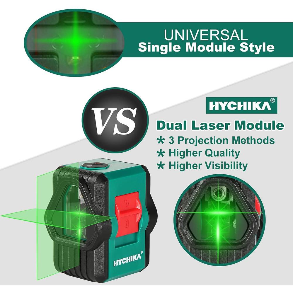 HYCHIKA Green Laser Level, HYCHIKA 45M Lazer Levels Self Leveling, Switchable Horizontal/Vertical/Cross line,