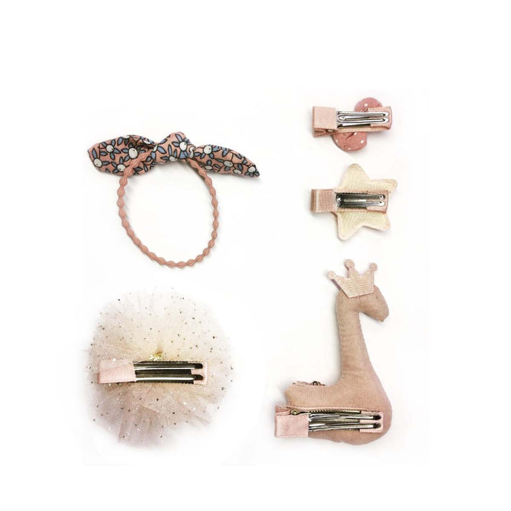 Peterson Artwares Handmade 5 Pieces Hair Accessory Kids Gift Set, Pink Swan