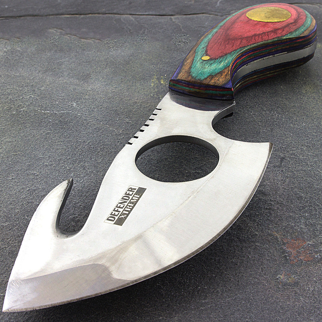 Defender 7" Skinner Knife Multi-Color Handle With Sheath