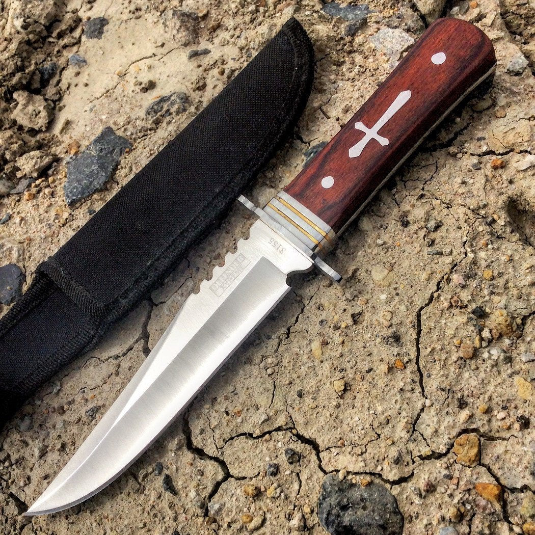 Defender-Xtreme 11"  Defender-Xtreme Wood Handle Hunting Knife Full Tang Stainless Steel Blade