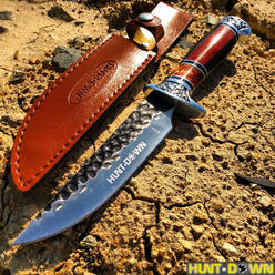 HUNT-DOWN 12" Hunt-Down Decorative Sporting Hunting Knife with Leather Sheath