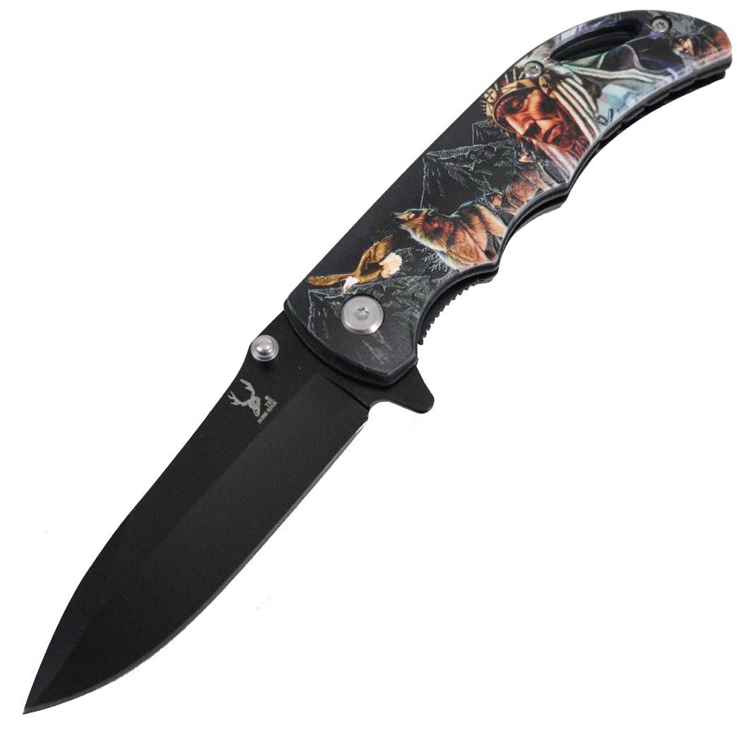 Defender TheBoneEdge 7" Stainless Steel Chief Of The Wild Spring Assisted Folding Knife