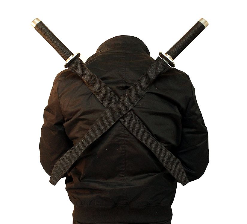 Defender 2Pc Black Stainless Steel Ninja Assassin Twin Swords Set