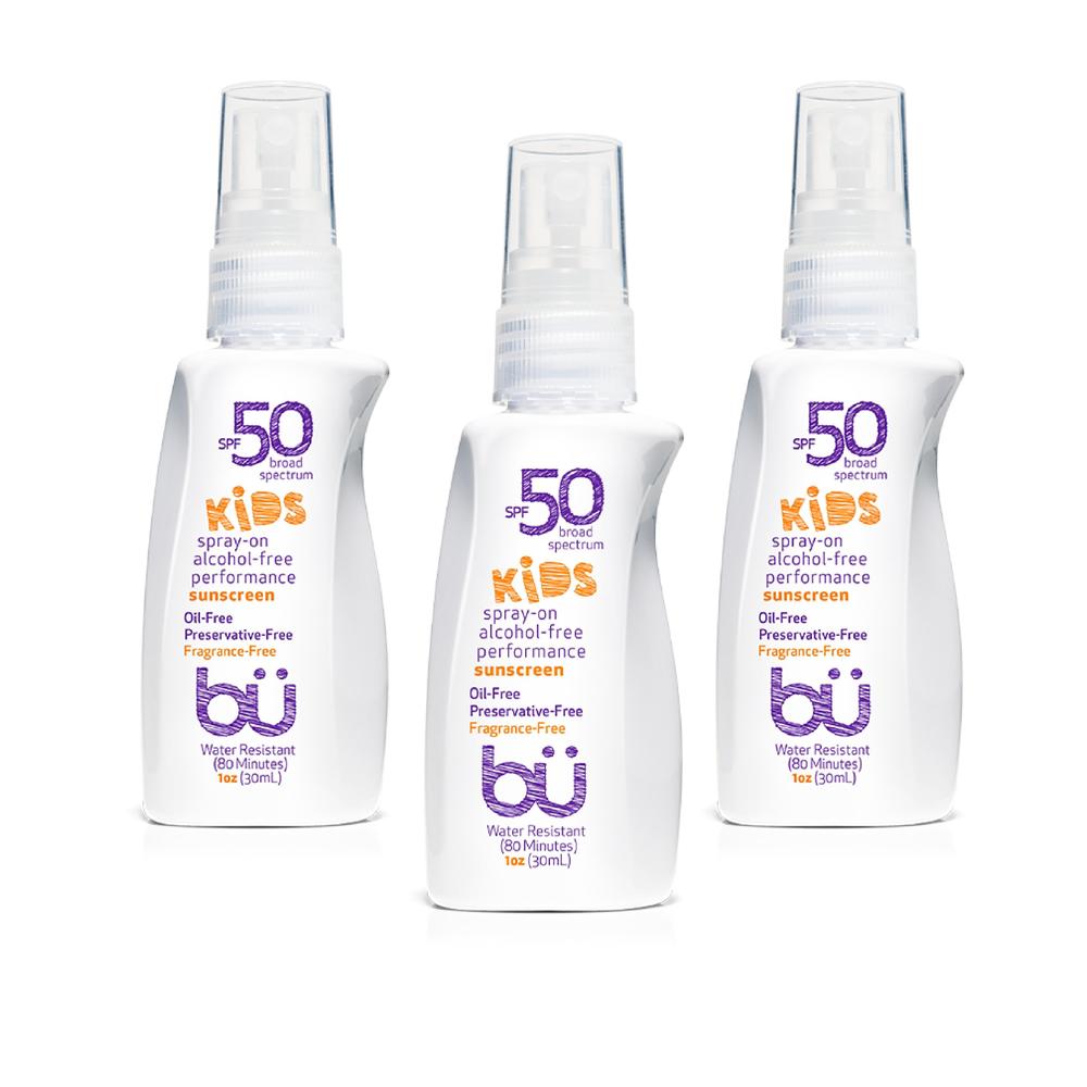 BU 3-Pack (1oz) KIDS SPF 50 Alcohol-Free Sunscreen Spray - Fragrance Free