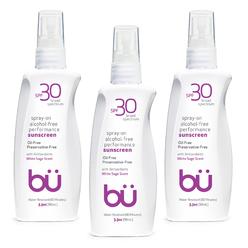 BU 3-Pack (3.3oz) SPF 30 Alcohol-Free Sunscreen Spray- White Sage 