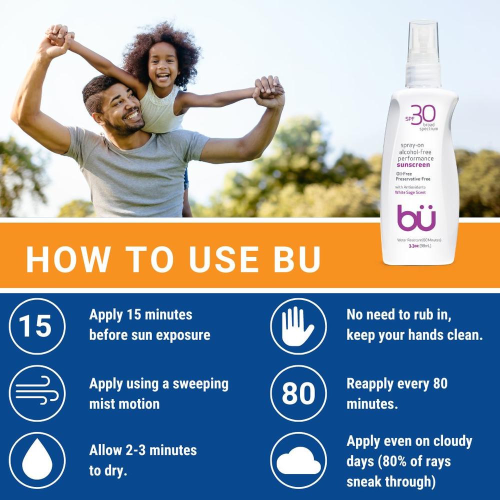 BU SPF 30 Ultrafine WOWmist Sunscreen - White Sage 3.3oz