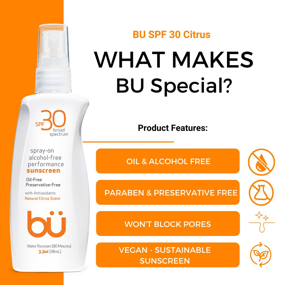 BU 3-Pack (3.3oz) SPF 30 Alcohol-Free Sunscreen Spray- Citrus