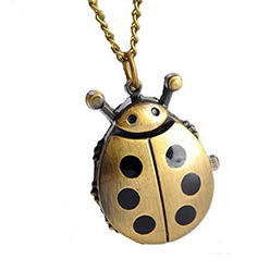 Savvy Stylings Womens Necklace Watch Bronze Lady Bug Necklace Watch Round Dial