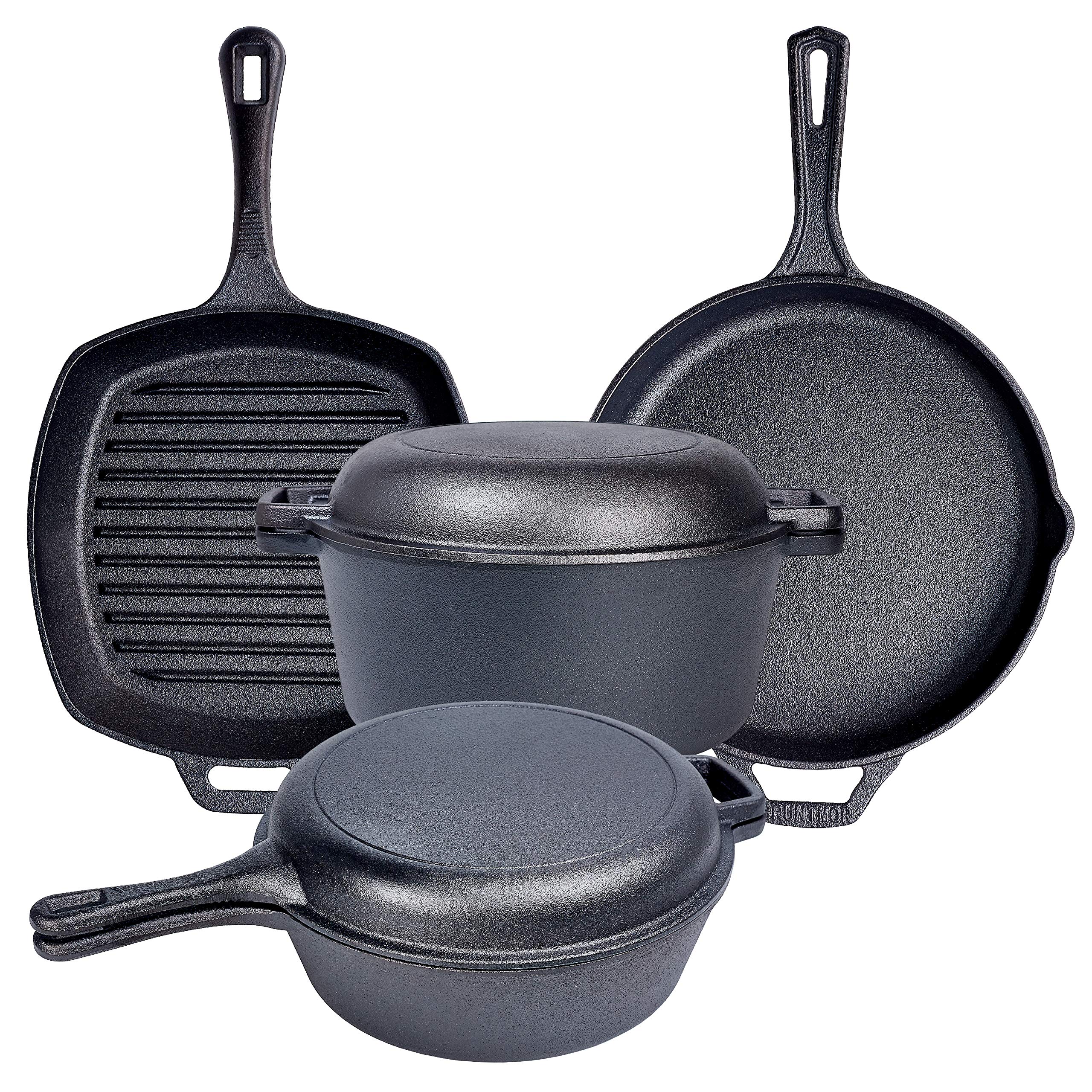 Bruntmor Pre-Seasoned All In 1 Cast Iron Camping Cookware Set
