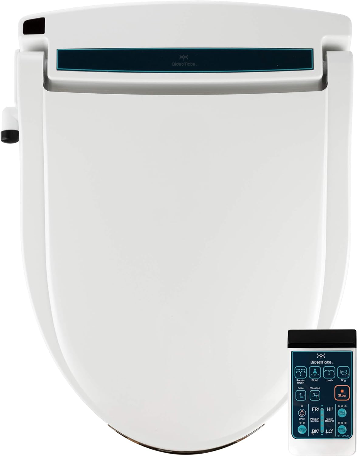 BidetMate 2000 Series Electric Bidet Heated Smart Toilet Seat with Unlimited Heated Water, Remote, and Dryer - Elongated