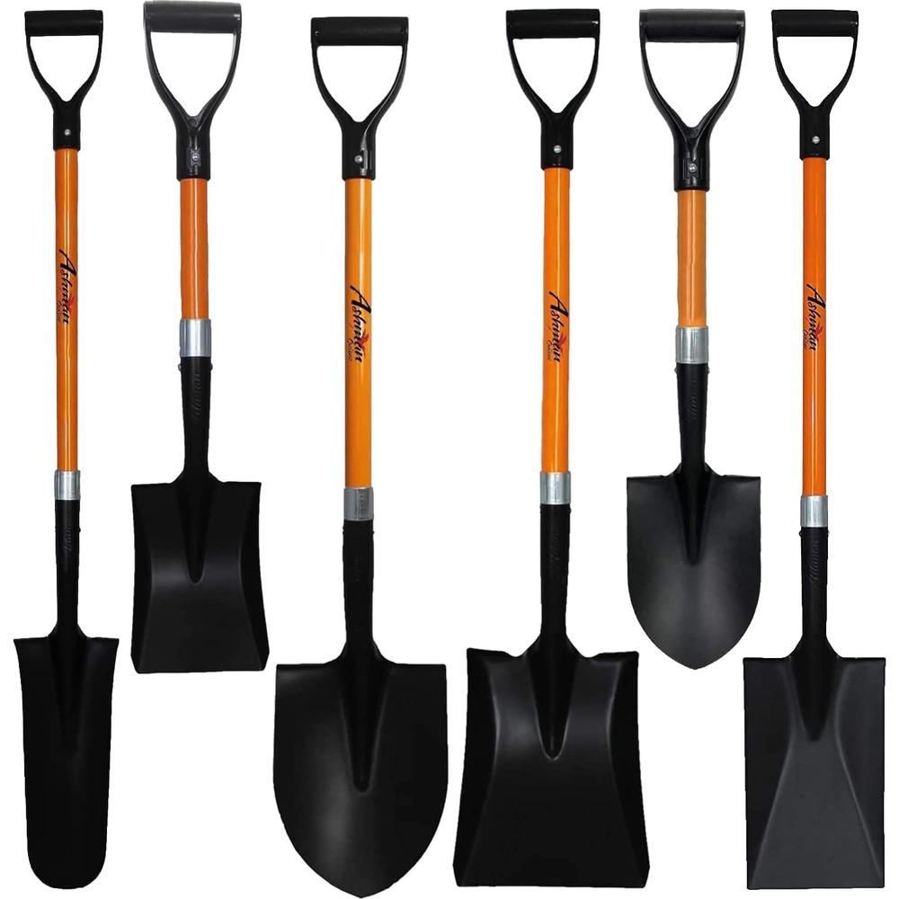 Ashman Online Ashman Assorted 6 Shovels  4 Round Shovel, Square Shovel, Spade Shovel, Drain Spade Shovel, Mini Round and Square Shovel.