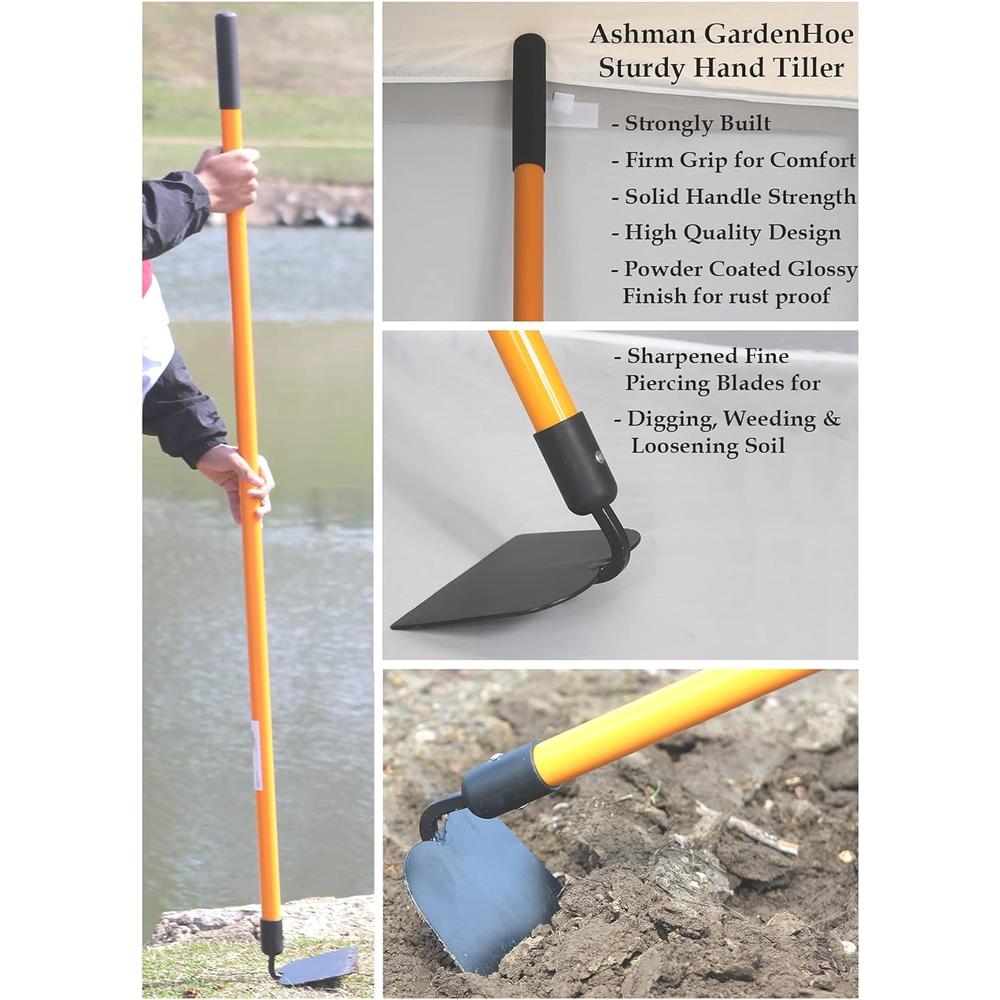 Ashman Online Ashman Garden Hoe (2 Pack)– Sturdy Hand Tiller Heavy Duty Blade for Digging, Loosening Soil.
