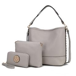 MKF Collection by Mia K Wren Vegan Leather Women?s Hobo with Pouch and Wristlet Wallet - 3 pieces 